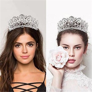 Bridal Crown Rhinestone Pearl Water Drop Hair Accessories Wedding Dress Ornaments - Krosscanada