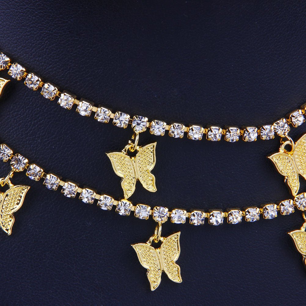 Butterfly Layered Necklace Hip Hop Pendant Necklace - Krosscanada