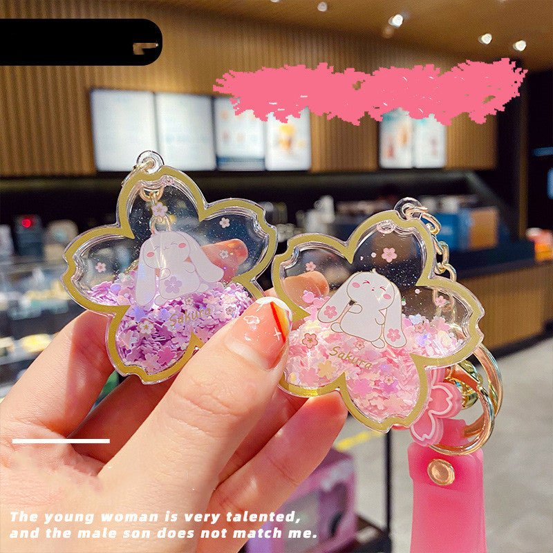 Cartoon Acrylic Oiled Dream Sakura Bunny Keychain - Krosscanada