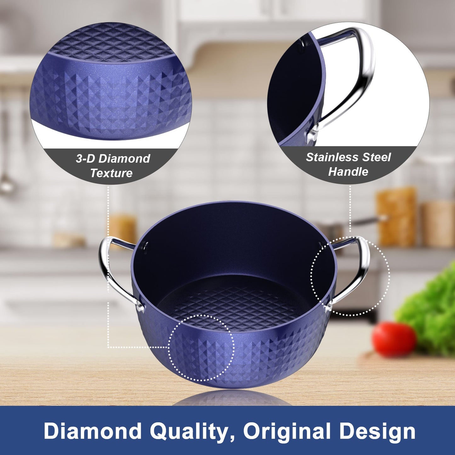 Casserole Dish, Induction Saucepan with Lid, 24cm/ 2.2L Stock Pots Non Stick Saucepan, Aluminum Ceramic Coating Cooking Pot - PFOA Free, Suitable for All Hobs Types, Amazon Banned - Krosscanada