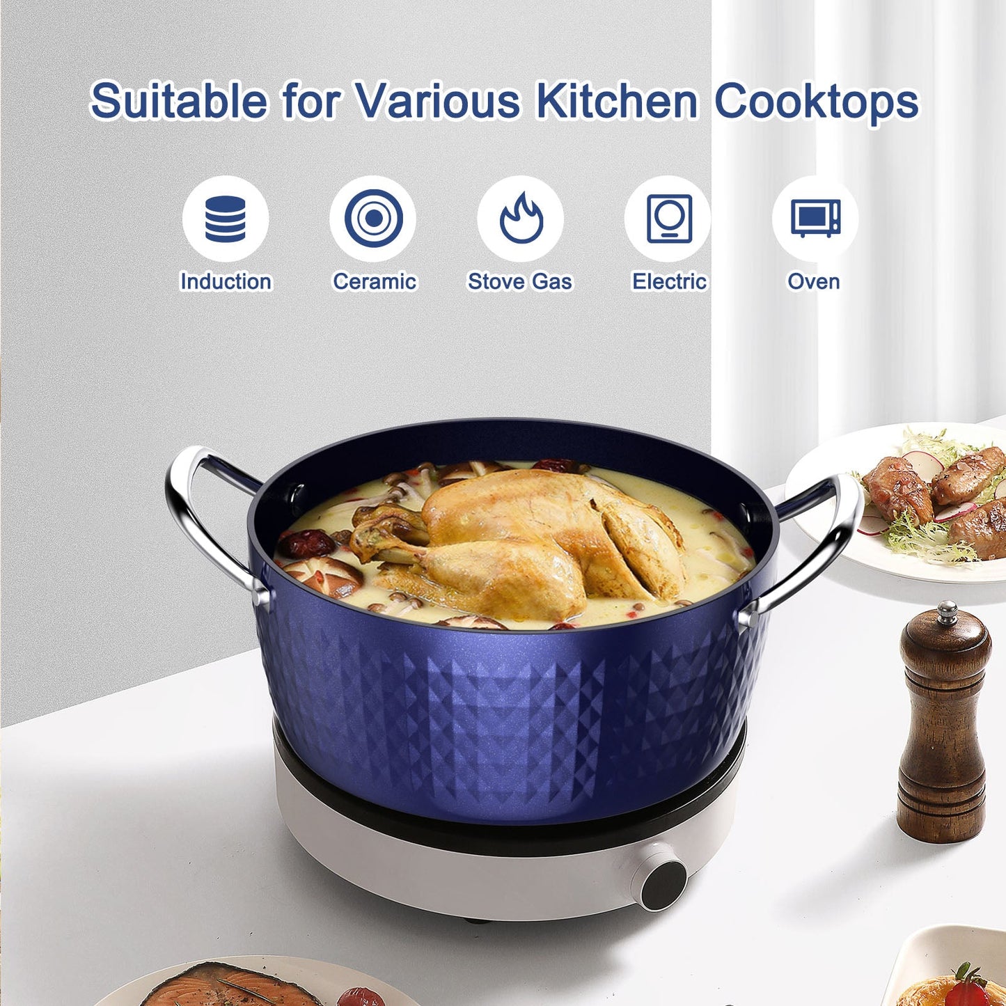 Casserole Dish, Induction Saucepan with Lid, 24cm/ 2.2L Stock Pots Non Stick Saucepan, Aluminum Ceramic Coating Cooking Pot - PFOA Free, Suitable for All Hobs Types, Amazon Banned - Krosscanada