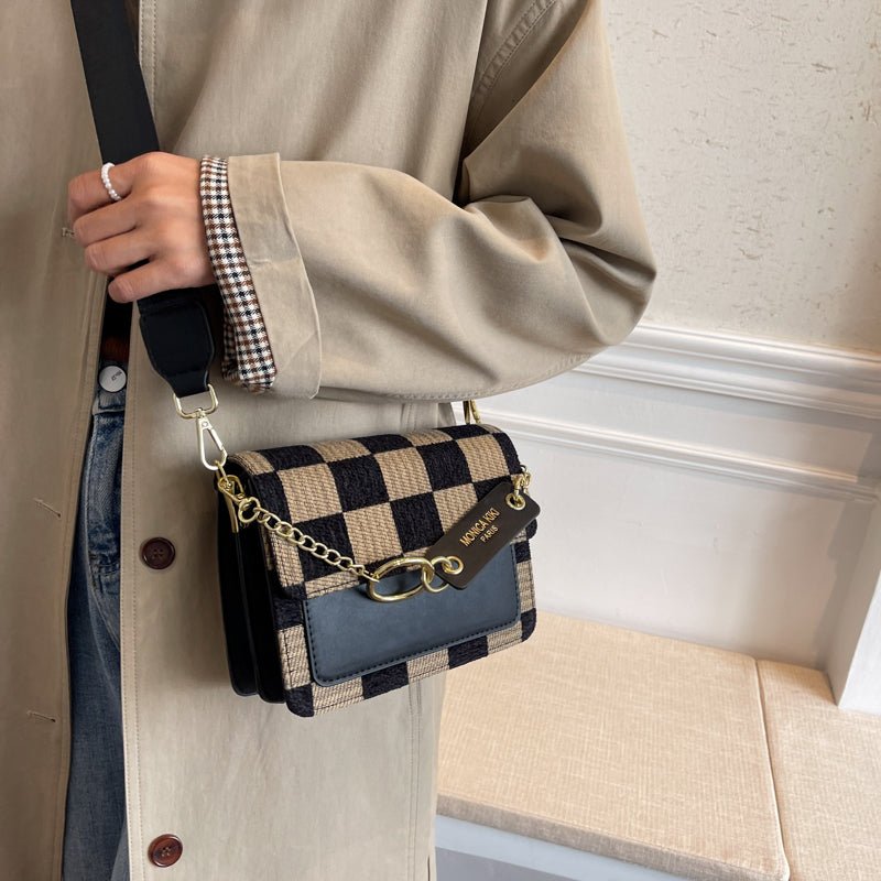 Checkerboard Mini Fabric Flap Crossbody Sling Bags For Women 2022 Luxury Brand Design Handbag Simple Shoulder Bag Handbags Tiny - Krosscanada