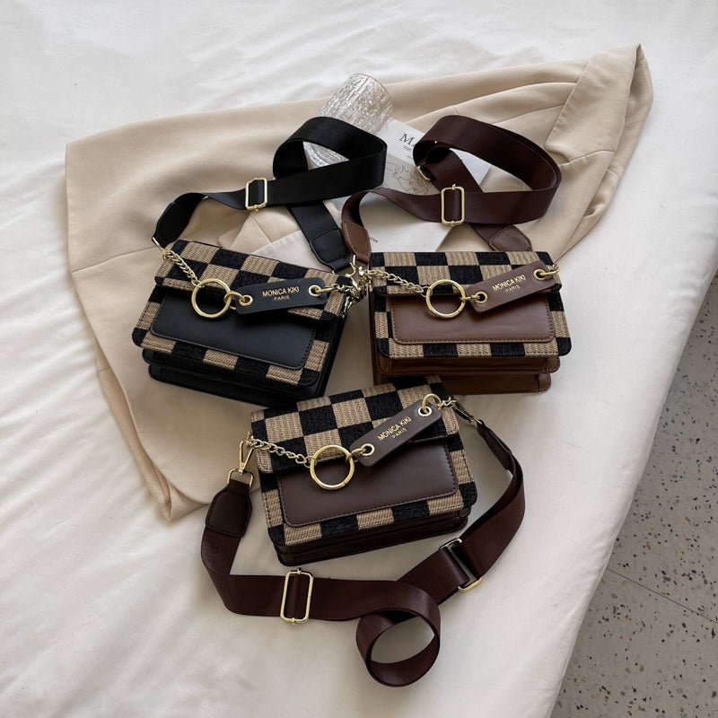 Checkerboard Mini Fabric Flap Crossbody Sling Bags For Women 2022 Luxury Brand Design Handbag Simple Shoulder Bag Handbags Tiny - Krosscanada