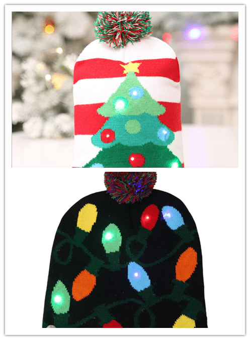 Christmas Decoration Knitted LED Light Cap Christmas Tree Snowman Adult Child Hat - Krosscanada