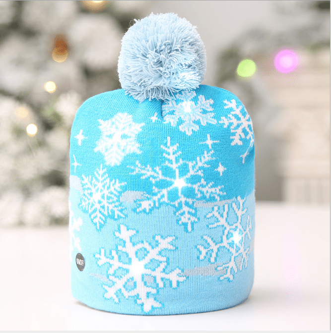 Christmas Decoration Knitted LED Light Cap Christmas Tree Snowman Adult Child Hat - Krosscanada