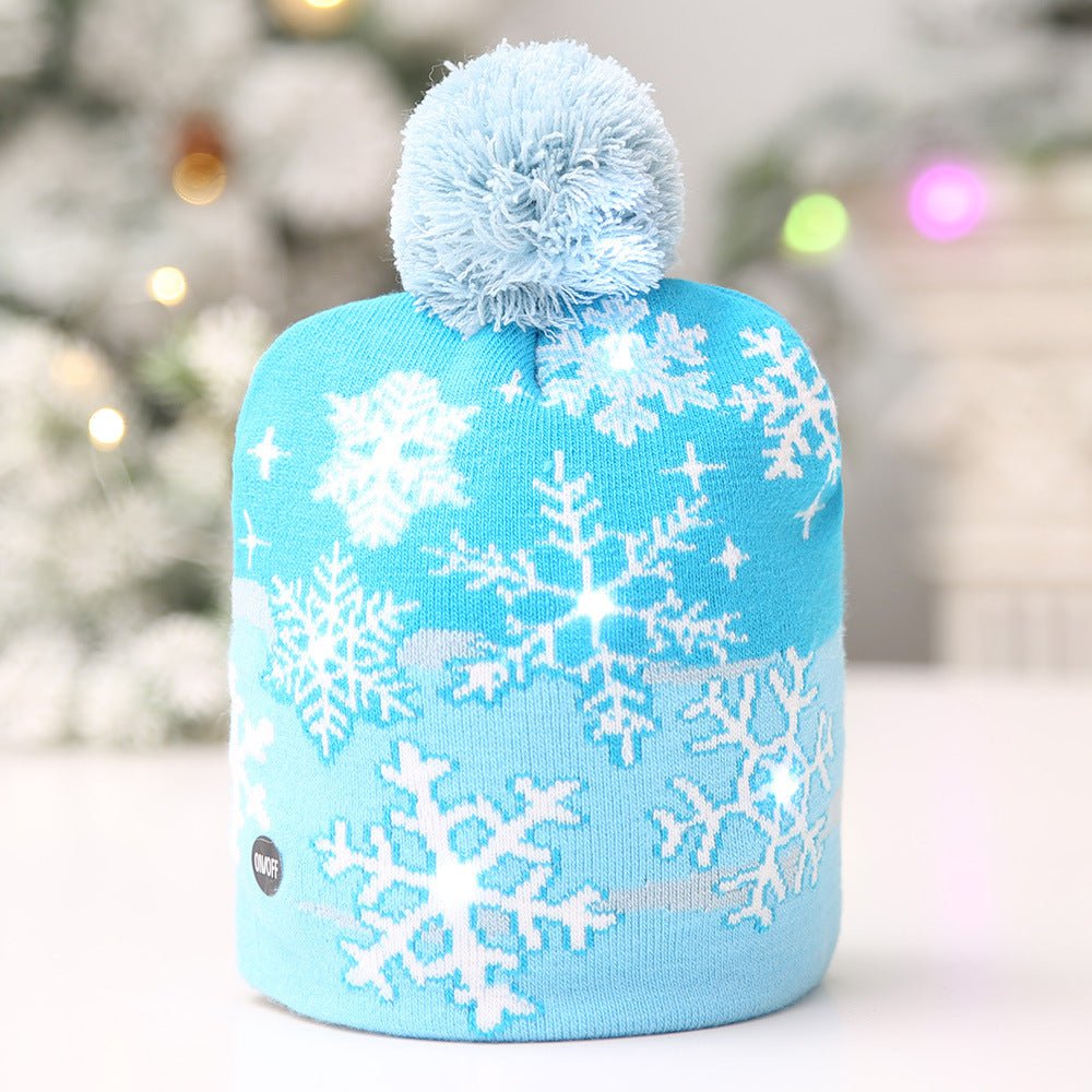 Christmas Decoration Knitted LED Light Cap Christmas Tree Snowman Adult Child Hat - Krosscanada