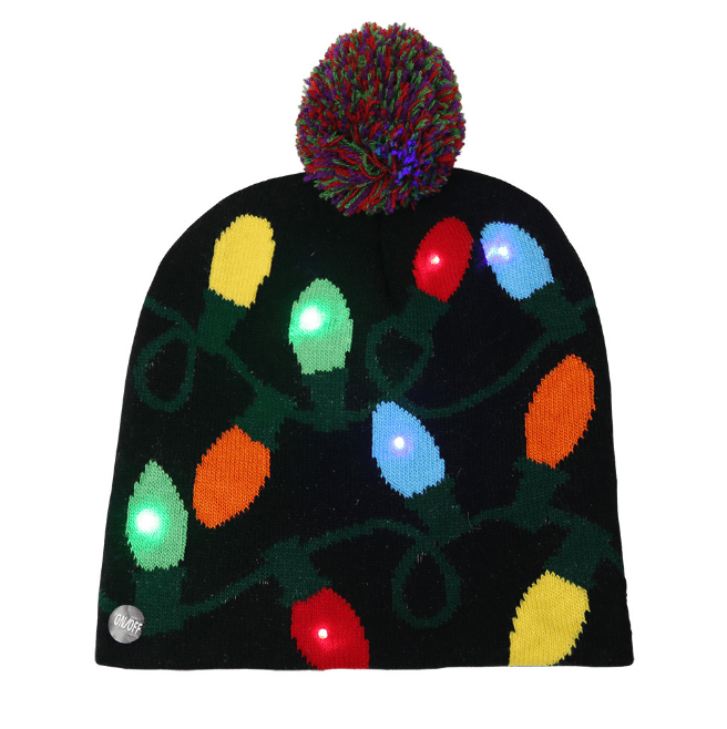 Christmas Decoration Knitted LED Light Cap Christmas Tree Snowman Adult Child Hat - Krosscanada