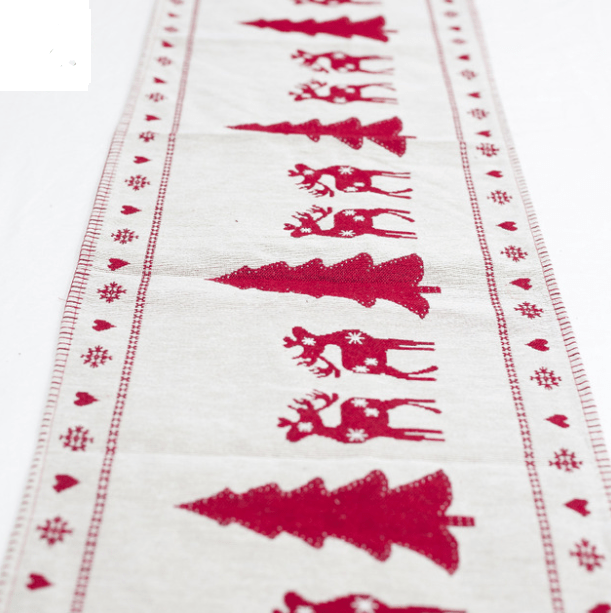 Christmas Elk Snowman Table Runner Merry Christmas Decorations - Krosscanada