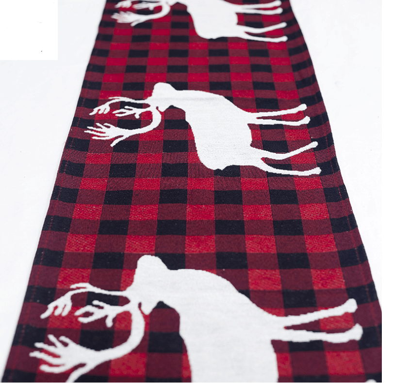 Christmas Elk Snowman Table Runner Merry Christmas Decorations - Krosscanada