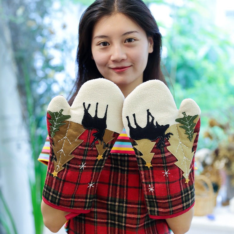 Christmas flower plaid gloves - Krosscanada