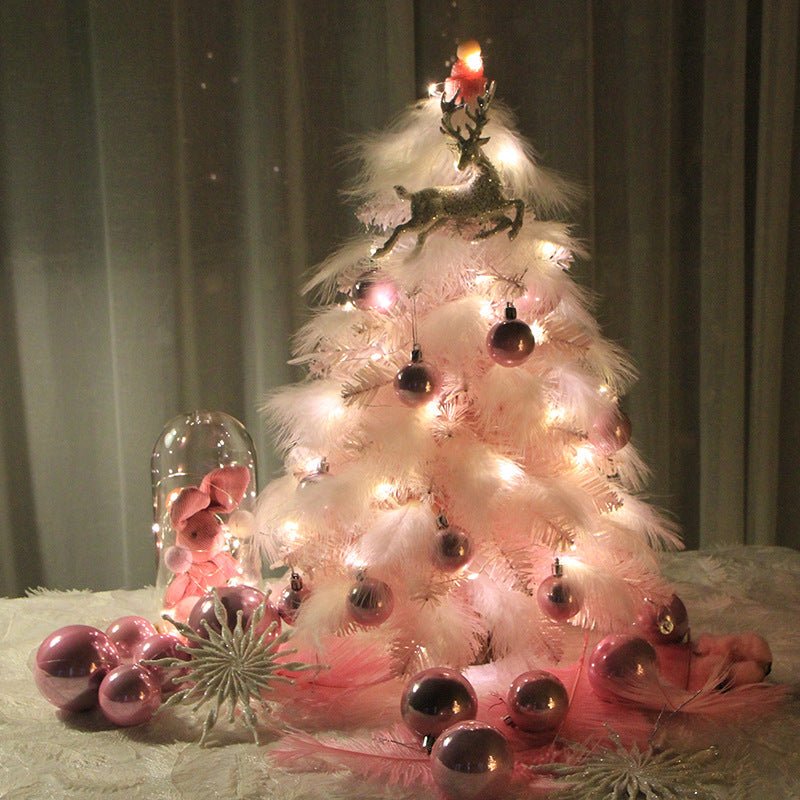 Christmas Ornament Desktop Small Tree Christmas Tree Pink Feather Decoration Tree - Krosscanada