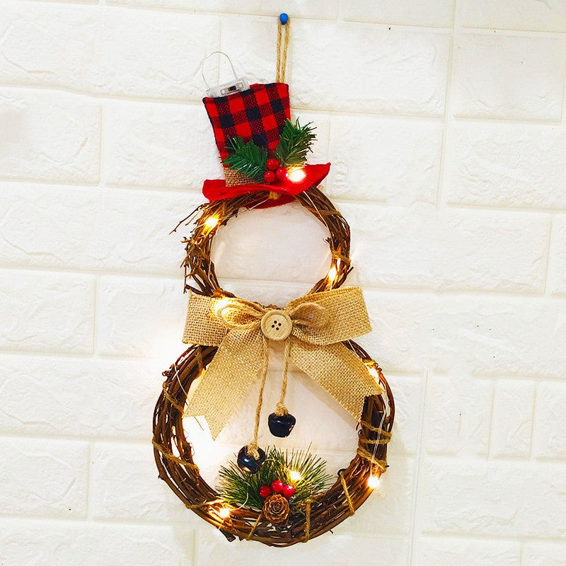 Christmas Ornaments LED Snowman Christmas Wreath Wreath - Krosscanada