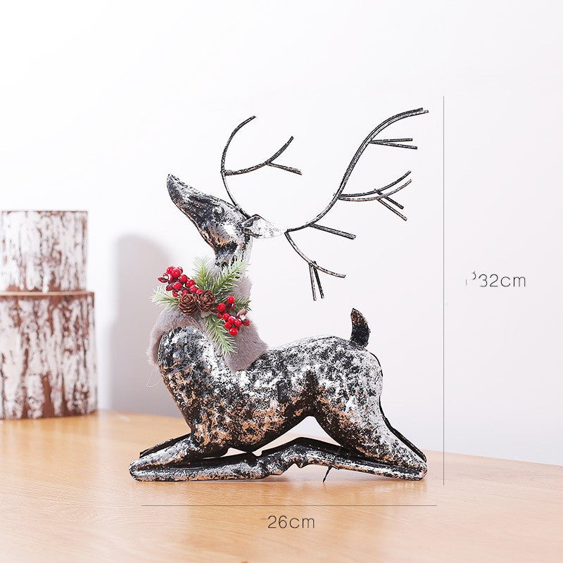 Christmas Retro Wrought Iron Christmas Elk Decoration Desktop Ornaments - Krosscanada