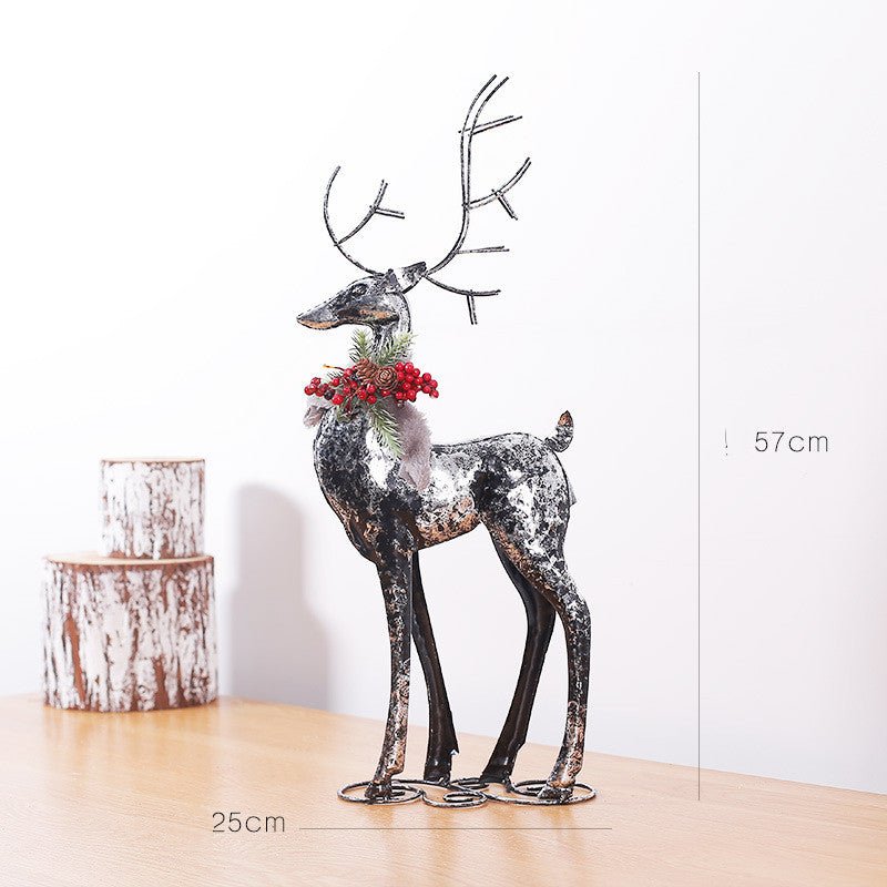 Christmas Retro Wrought Iron Christmas Elk Decoration Desktop Ornaments - Krosscanada