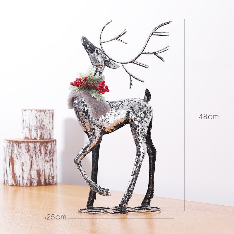 Christmas Retro Wrought Iron Christmas Elk Decoration Desktop Ornaments - Krosscanada