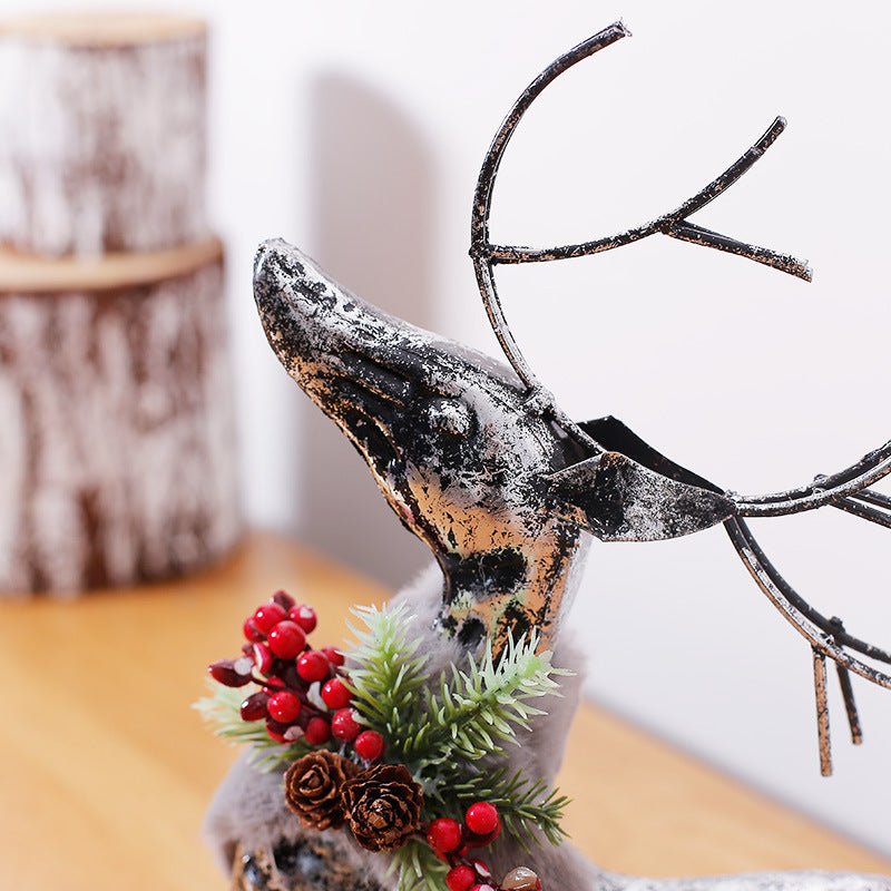 Christmas Retro Wrought Iron Christmas Elk Decoration Desktop Ornaments - Krosscanada