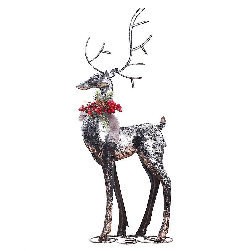 Christmas Retro Wrought Iron Christmas Elk Decoration Desktop Ornaments - Krosscanada