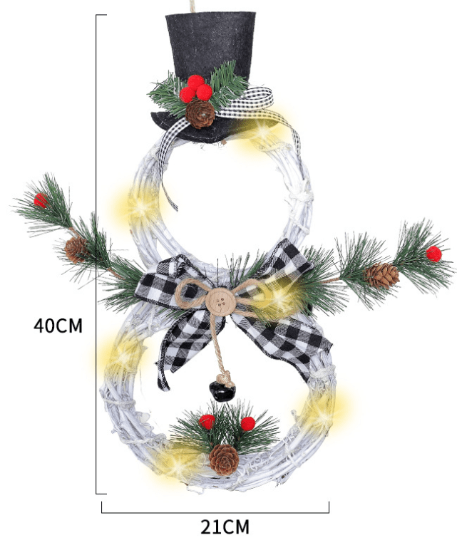 Christmas wreath pendant LED lights garland - Krosscanada