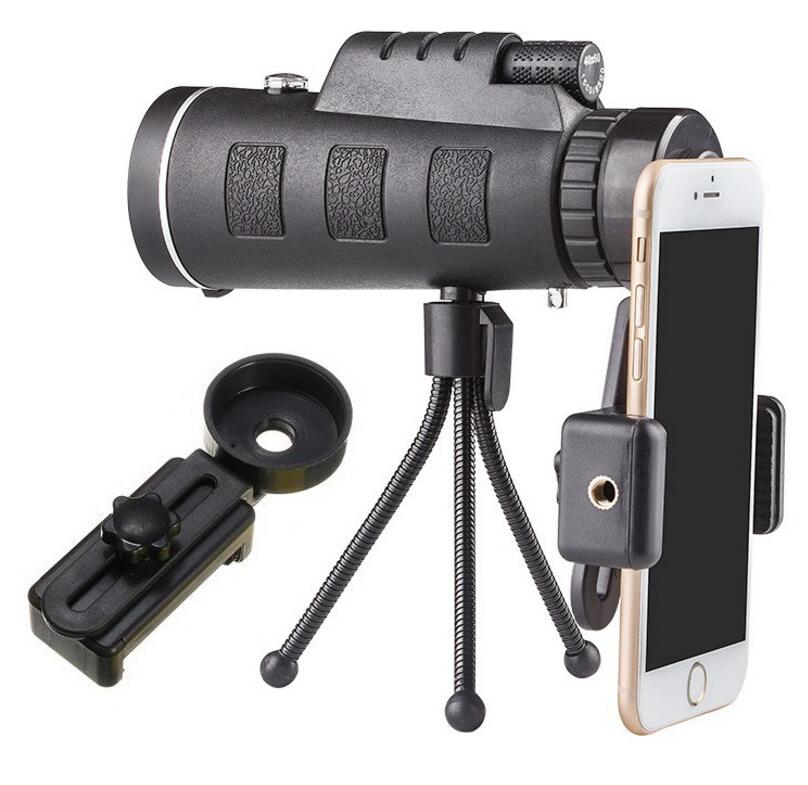 Compatible with Apple, Monocular Telescope Zoom Scope with Compass Phone Clip Tripod - Krosscanada