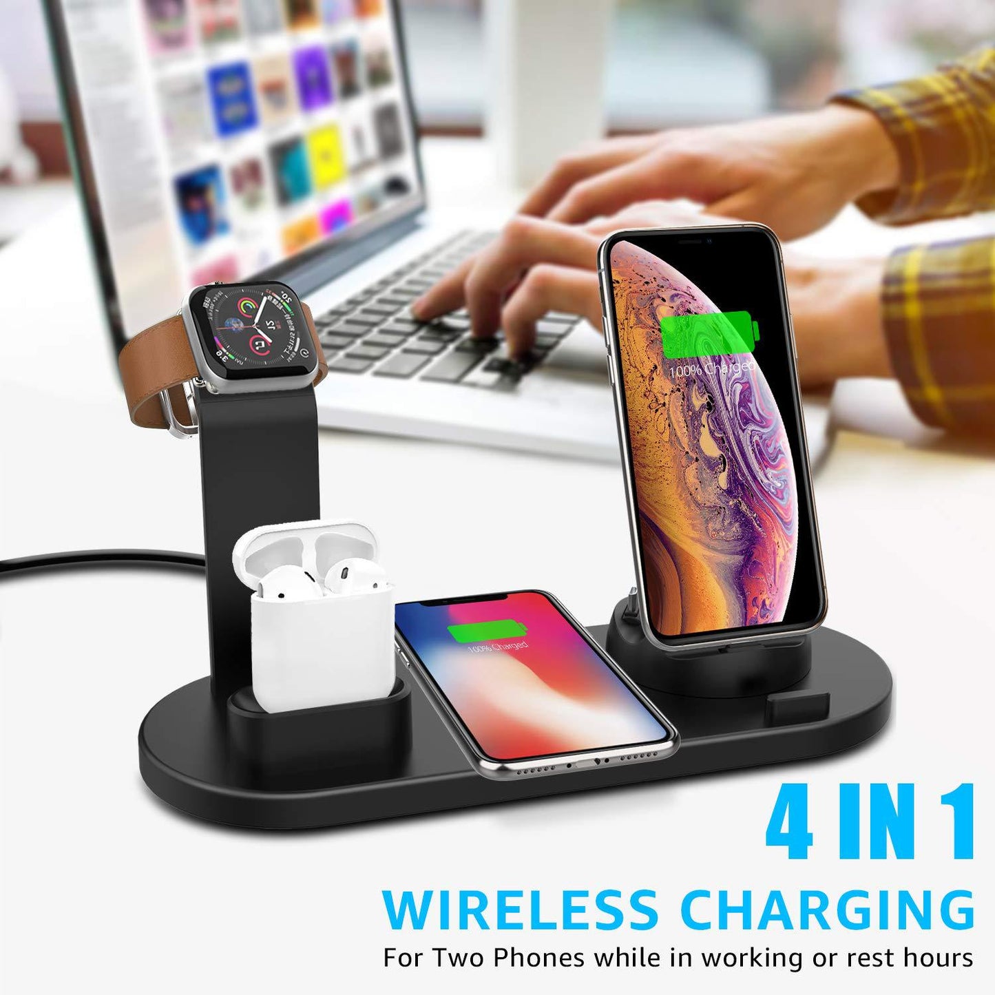 Compatible with Apple, Suitable For Iphone 4 In 1 Wireless Charging Stand - Krosscanada
