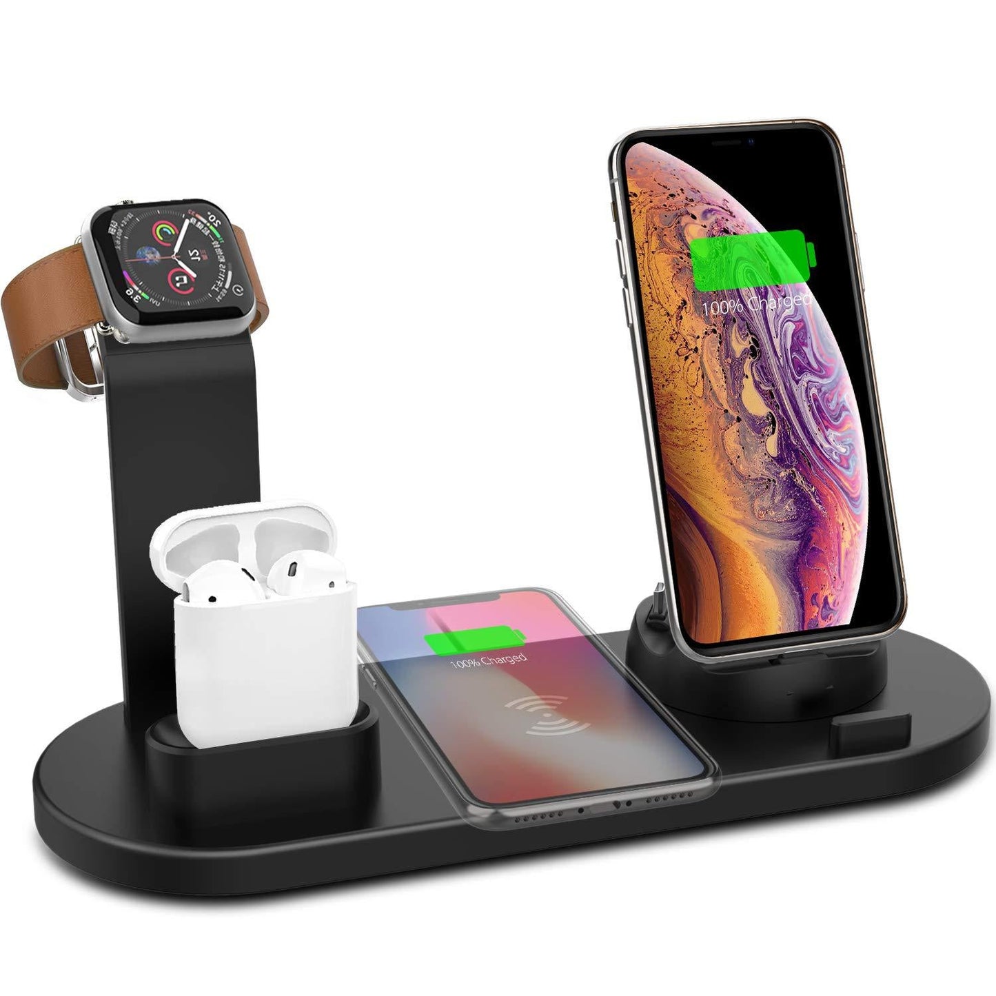 Compatible with Apple, Suitable For Iphone 4 In 1 Wireless Charging Stand - Krosscanada