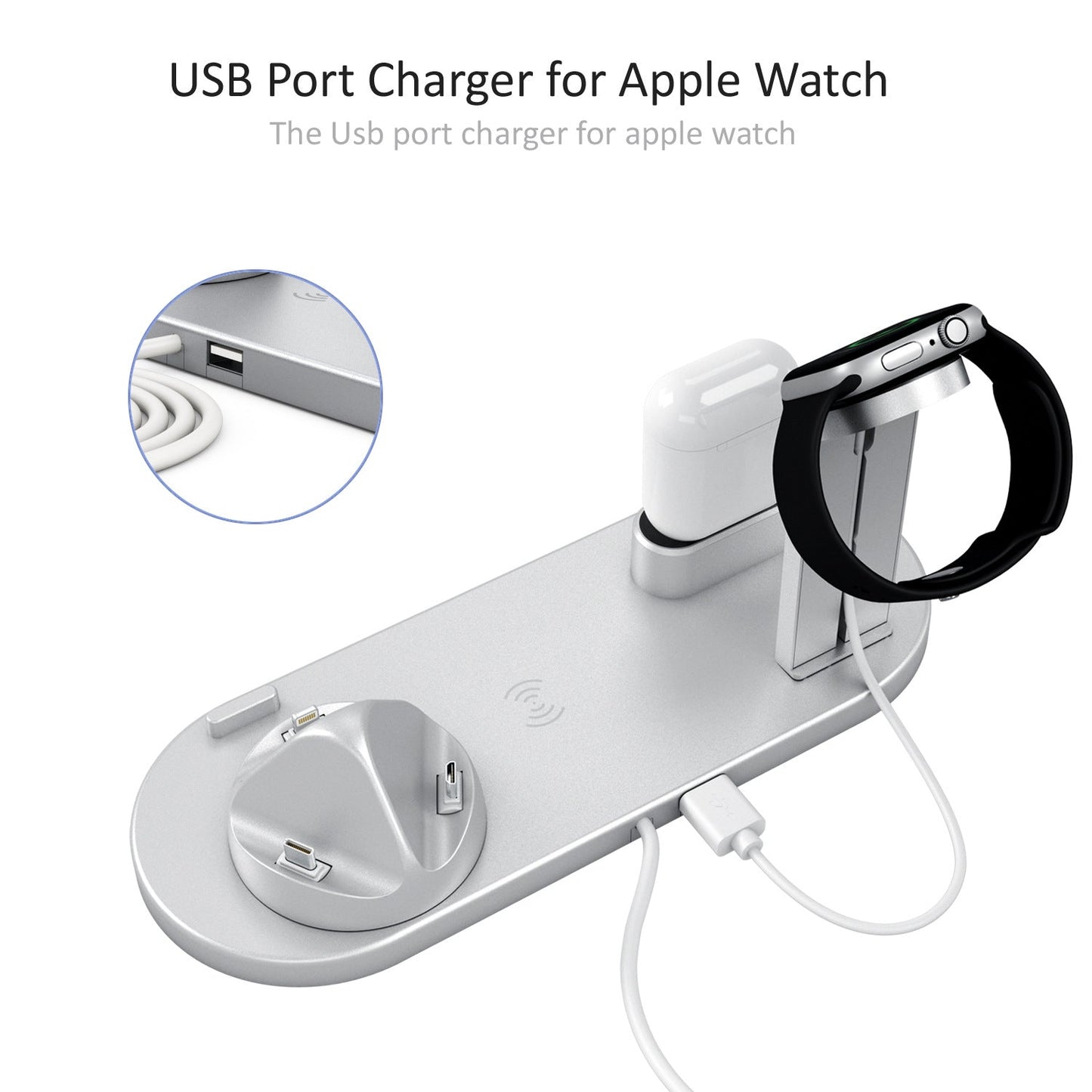 Compatible with Apple, Suitable For Iphone 4 In 1 Wireless Charging Stand - Krosscanada