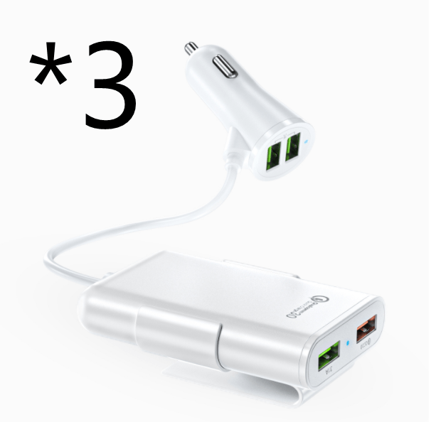 Compatible With Back Seat Car Charger QC3.0 2.4A3.1A 4 USB Car Charger With Cable A Clip - Krosscanada