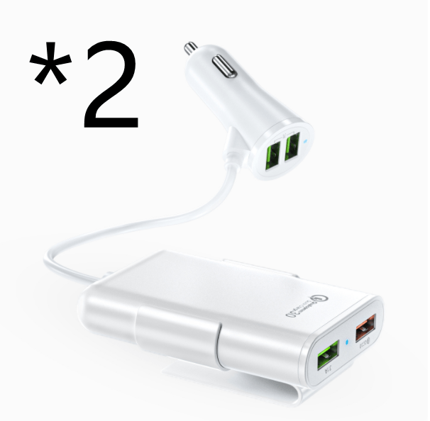 Compatible With Back Seat Car Charger QC3.0 2.4A3.1A 4 USB Car Charger With Cable A Clip - Krosscanada