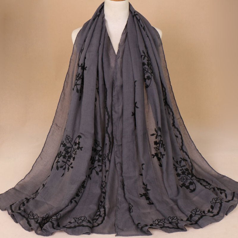 Cotton Embroidered Long Scarf For Indian Women - Krosscanada