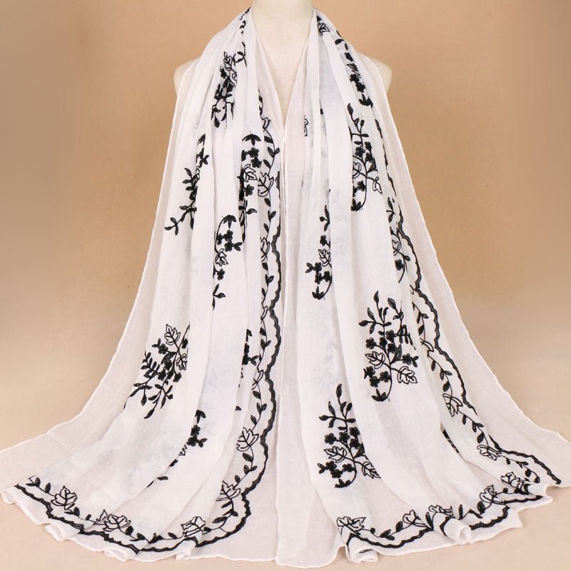 Cotton Embroidered Long Scarf For Indian Women - Krosscanada