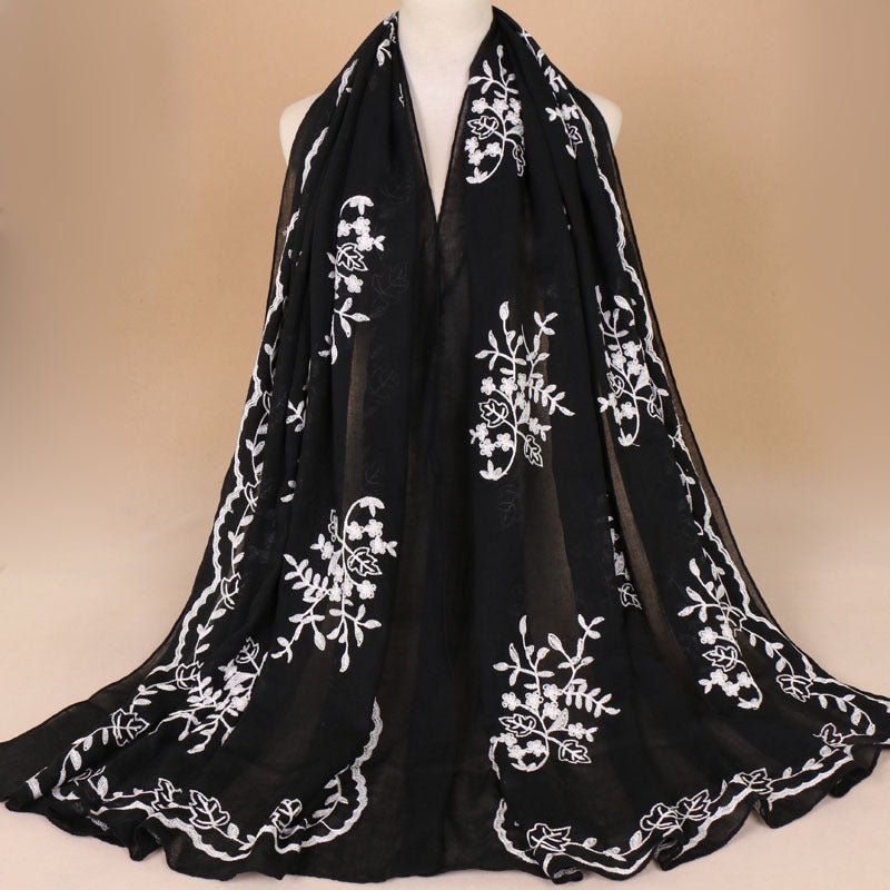 Cotton Embroidered Long Scarf For Indian Women - Krosscanada