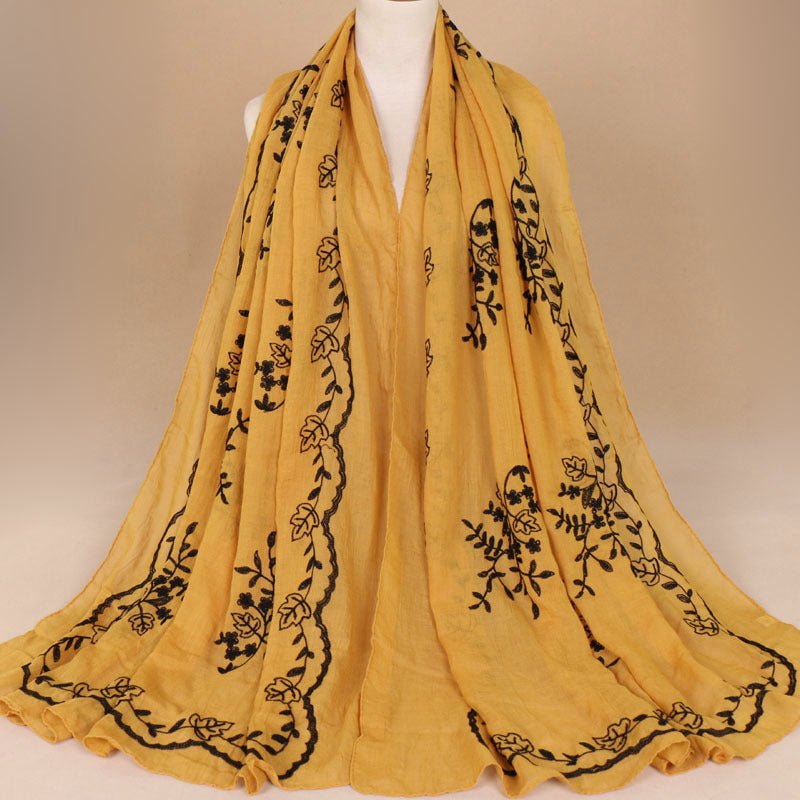 Cotton Embroidered Long Scarf For Indian Women - Krosscanada