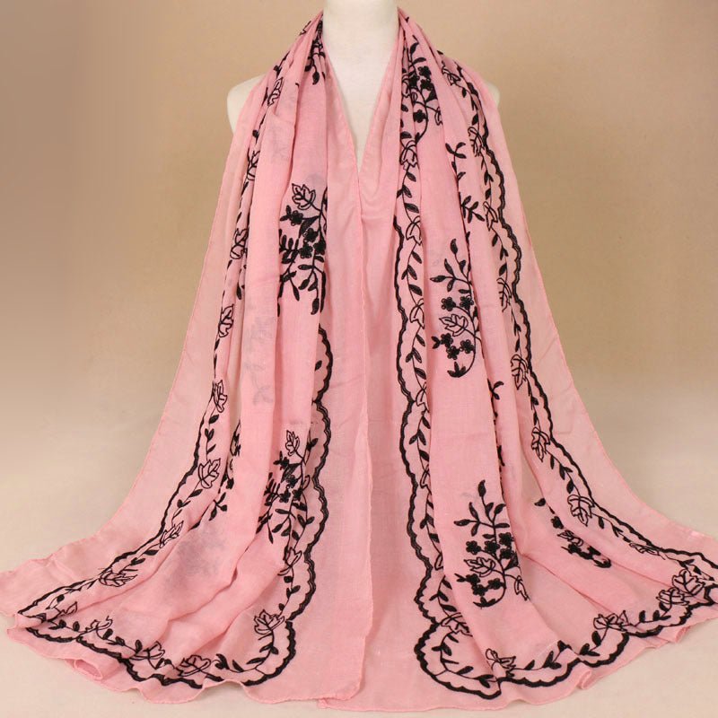 Cotton Embroidered Long Scarf For Indian Women - Krosscanada