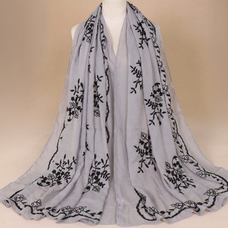 Cotton Embroidered Long Scarf For Indian Women - Krosscanada