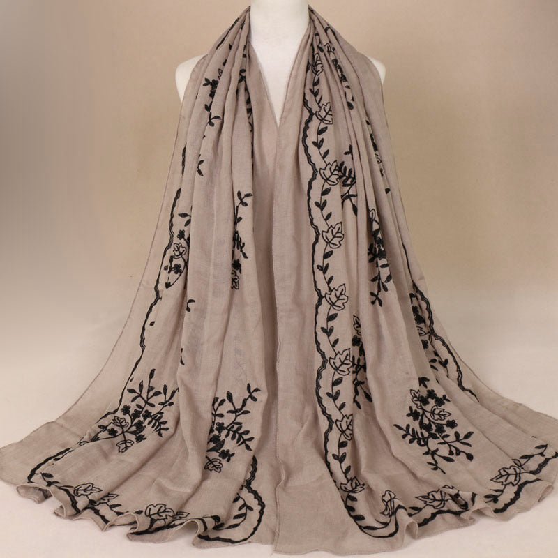 Cotton Embroidered Long Scarf For Indian Women - Krosscanada