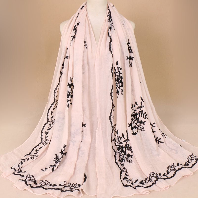 Cotton Embroidered Long Scarf For Indian Women - Krosscanada