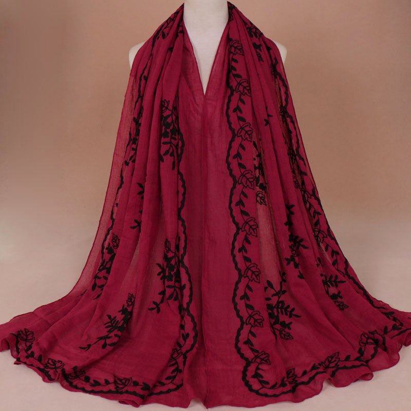 Cotton Embroidered Long Scarf For Indian Women - Krosscanada