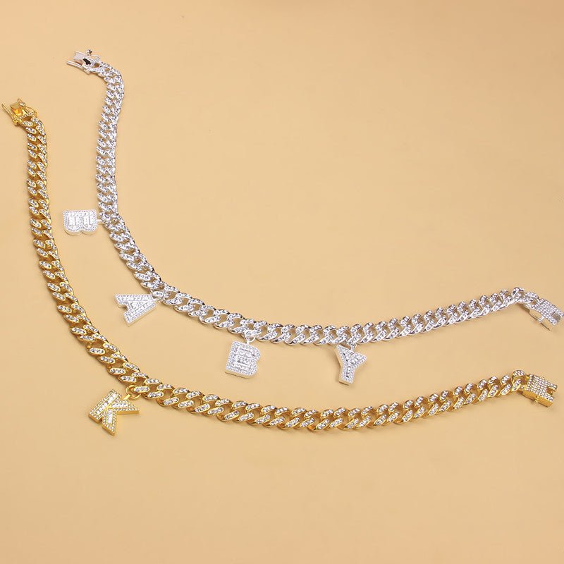 Creative Hip Hop Zircon Letter Pendant Necklace - Krosscanada