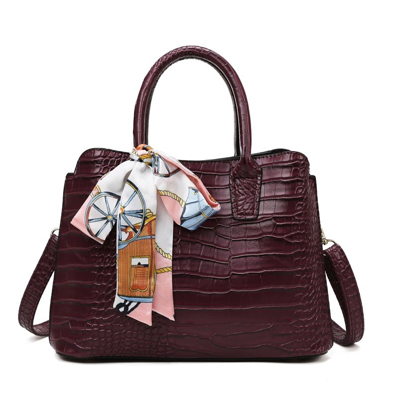 Crocodile zipper silk scarf handbag - Krosscanada