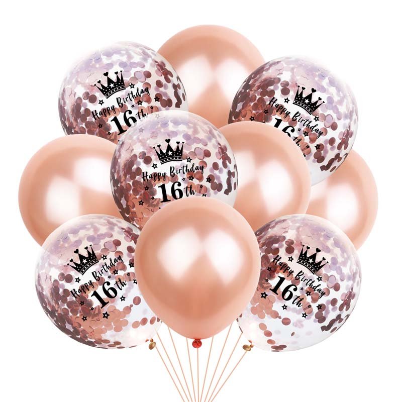 Crown Digital Sequins Rose Gold Latex Balloon Set - Krosscanada