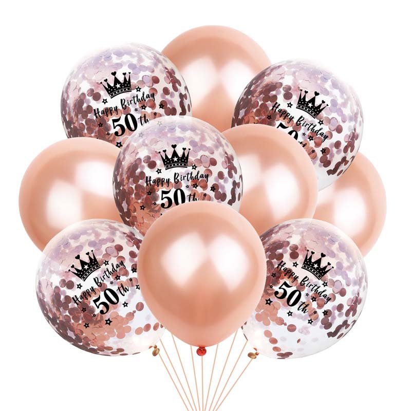 Crown Digital Sequins Rose Gold Latex Balloon Set - Krosscanada