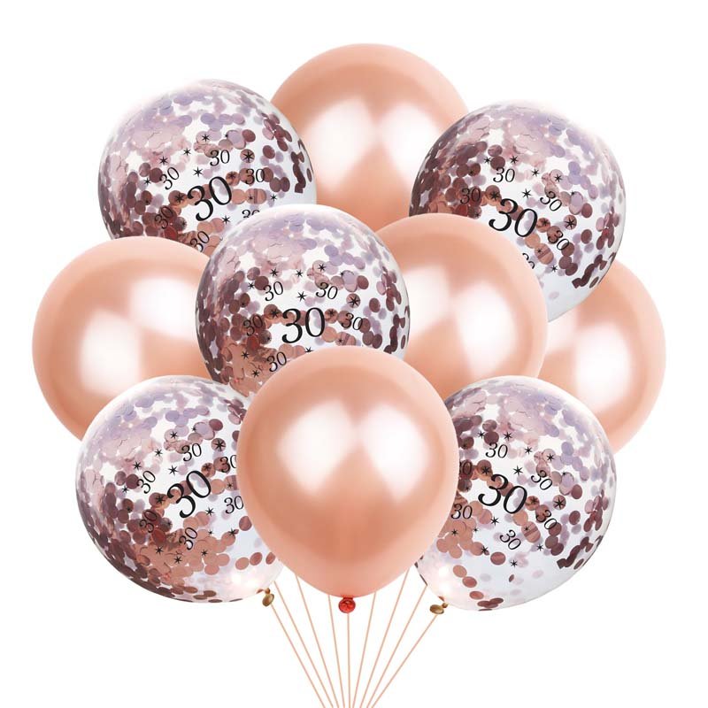 Crown Digital Sequins Rose Gold Latex Balloon Set - Krosscanada