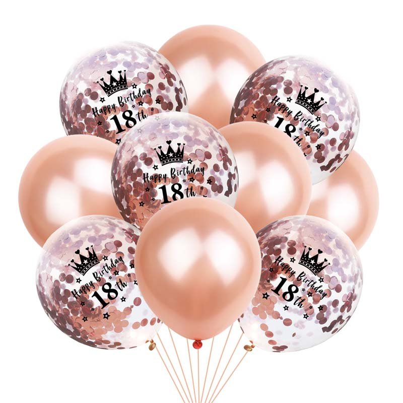 Crown Digital Sequins Rose Gold Latex Balloon Set - Krosscanada