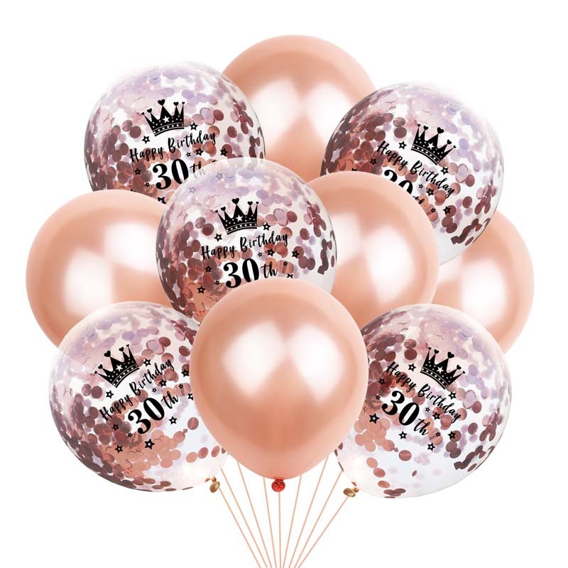 Crown Digital Sequins Rose Gold Latex Balloon Set - Krosscanada