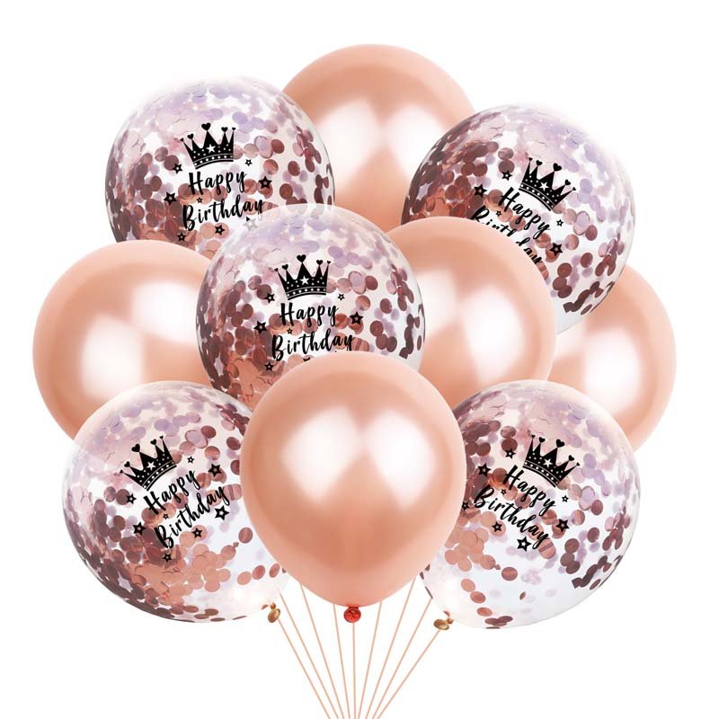 Crown Digital Sequins Rose Gold Latex Balloon Set - Krosscanada