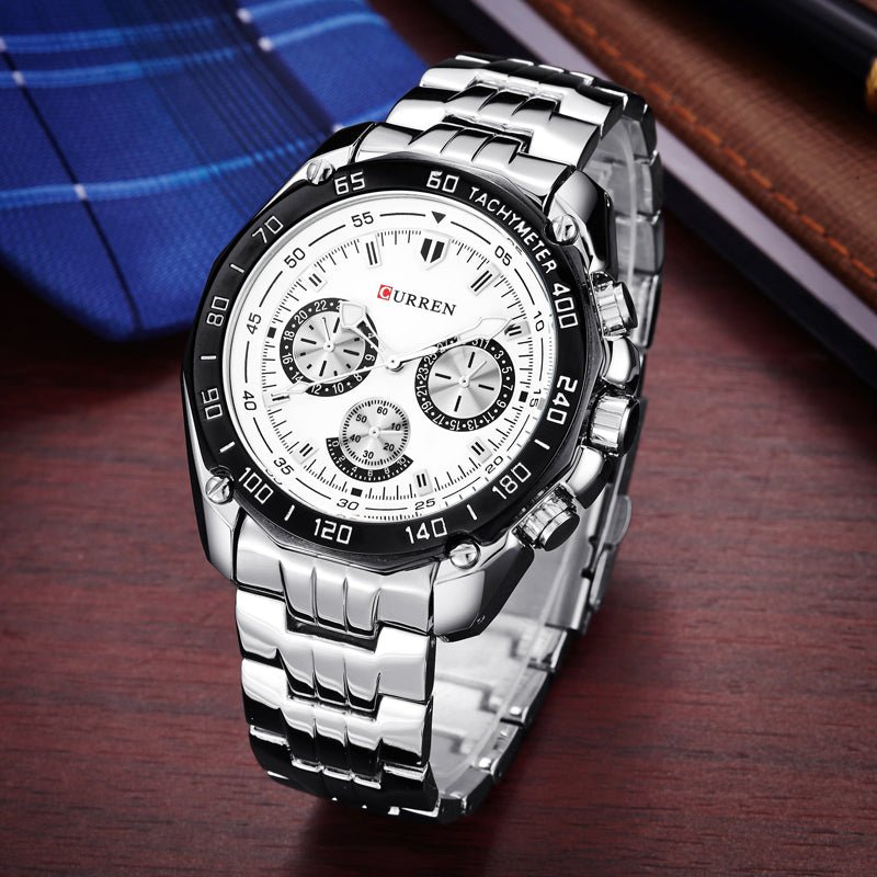 CURREN 8077 Men Quartz Watch Stainless Steel Strap Wristwatch Fashion Business Style relojes hombre - Krosscanada