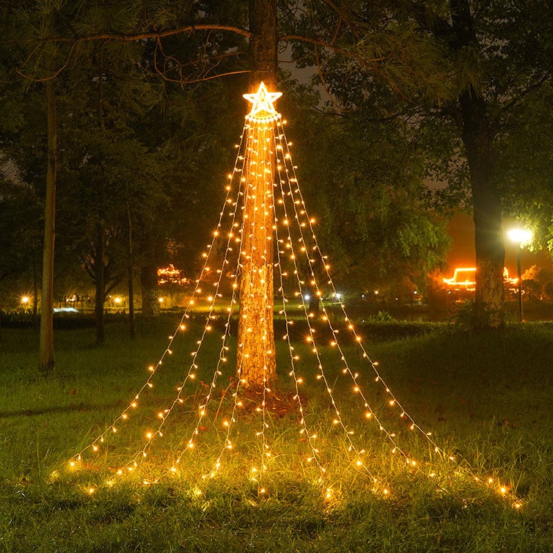 LED Pentagram Waterfall Lights Running Water Christmas - KKscollecation