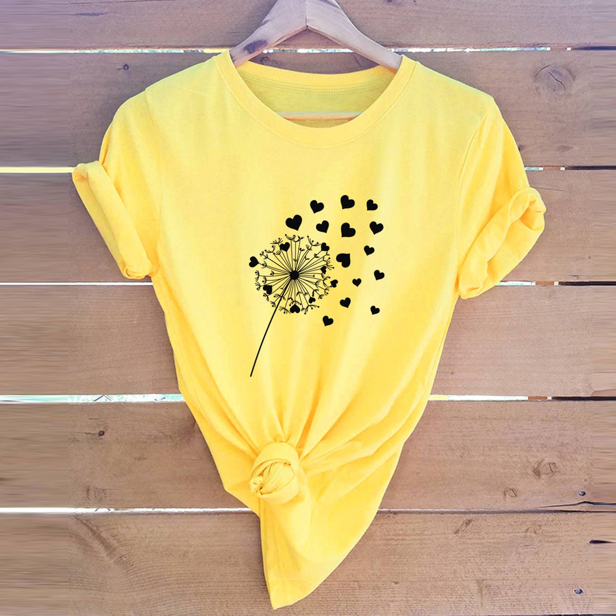 Dandelion Printed Cotton Short - sleeved T-shirt Women - Krosscanada