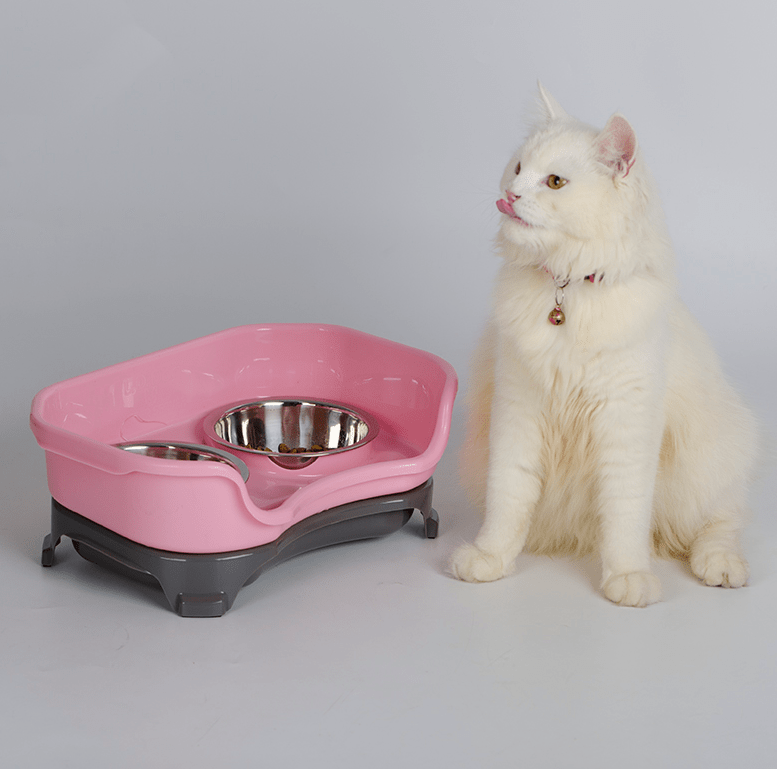 Dog bowl cat bowl pet cat double basin splash - proof neat dog cat rice bowl food bowl stainless steel bowl - Krosscanada