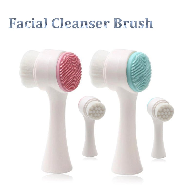 Double - sided Silicone Skin Care Tool Facial Cleanser Brush Face Cleaning Vibration Facial Massage Washing Product - Krosscanada